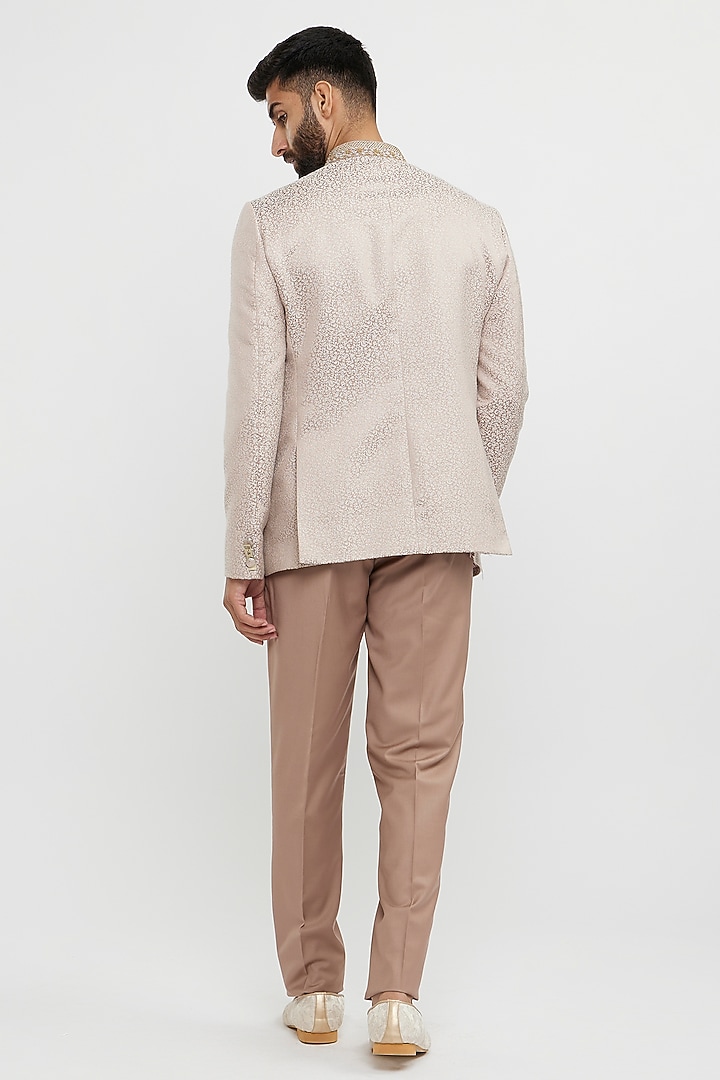 Pink Blended Rayon Hand Embroidered Jodhpuri Set by Twamev at Pernia's Pop Up Shop