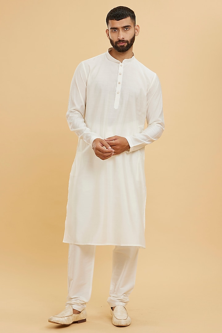 Cream Art Silk Thread Embroidered Nehru Jacket Set by Twamev at Pernia's Pop Up Shop