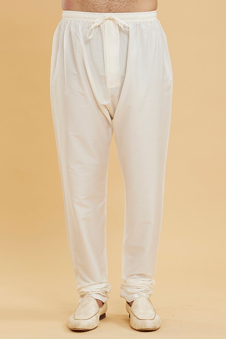 Cream Art Silk Thread Embroidered Nehru Jacket Set by Twamev at Pernia's Pop Up Shop