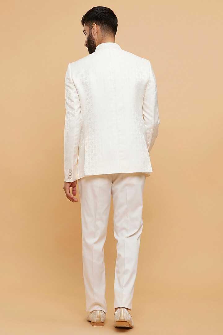 Cream Brocade Hand Embroidered Jodhpuri Set by Twamev at Pernia's Pop Up Shop