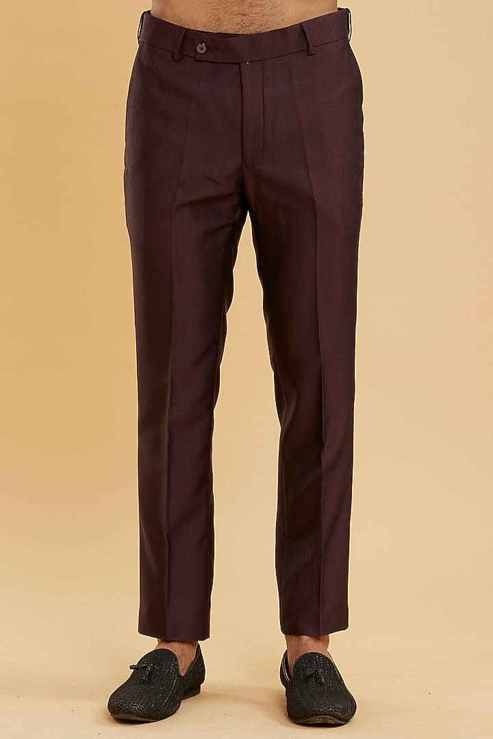 Wine Brocade Stone Embellished Blazer Set by Twamev at Pernia's Pop Up Shop