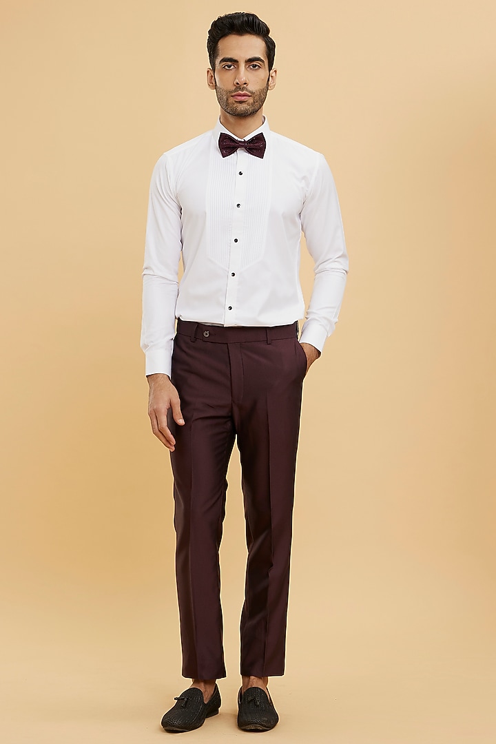 Wine Brocade Stone Embellished Blazer Set by Twamev at Pernia's Pop Up Shop