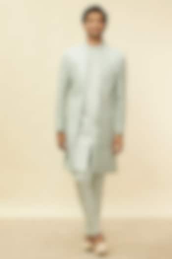 Light Blue Blended Viscose Indo-Western Set by Twamev at Pernia's Pop Up Shop