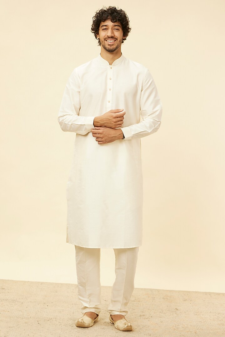 Warm White Blended Viscose Printed Bundi Jacket Set by Twamev at Pernia's Pop Up Shop