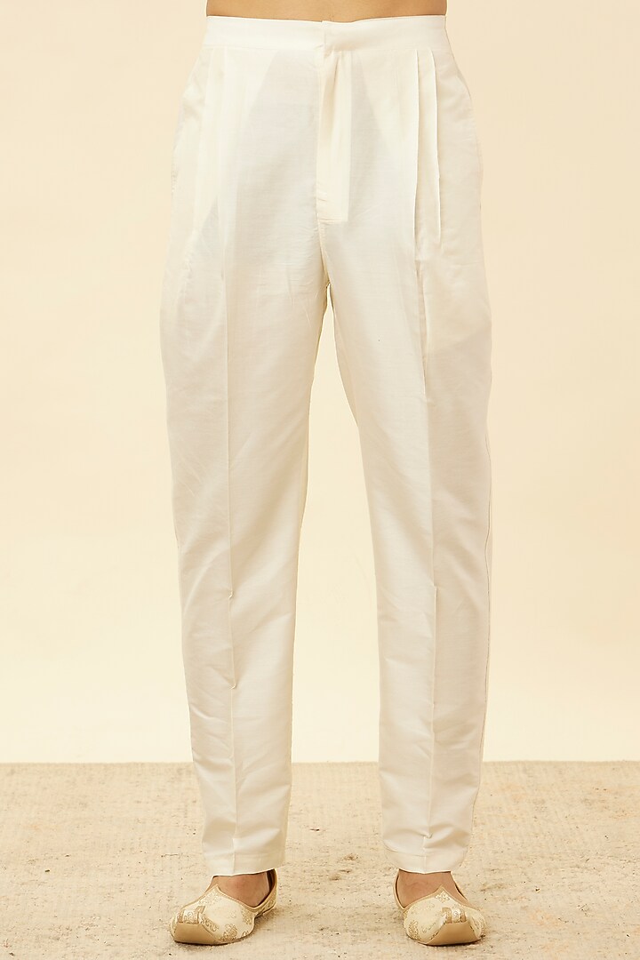 Warm White Blended Viscose Printed Bundi Jacket Set by Twamev at Pernia's Pop Up Shop
