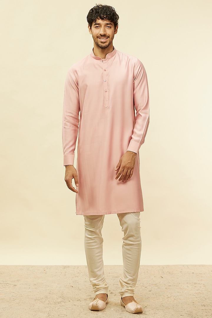 Blush Pink Satin Bundi Jacket Set by Twamev at Pernia's Pop Up Shop