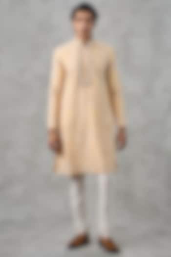 Yellow Cotton Thread Embroidered Kurta Set by Twamev at Pernia's Pop Up Shop