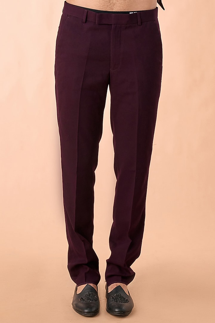 Wine Blended Rayon Beadwork Blazer Set by Twamev at Pernia's Pop Up Shop