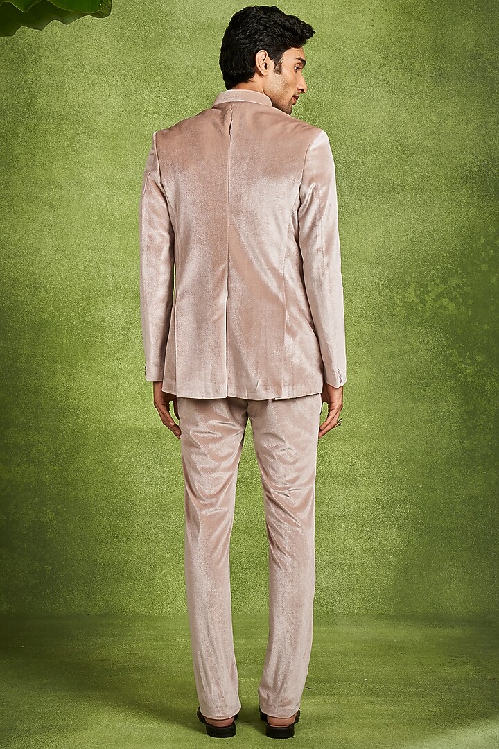 Fawn Velvet Hand Embroidered Jodhpuri Set by Twamev at Pernia's Pop Up Shop