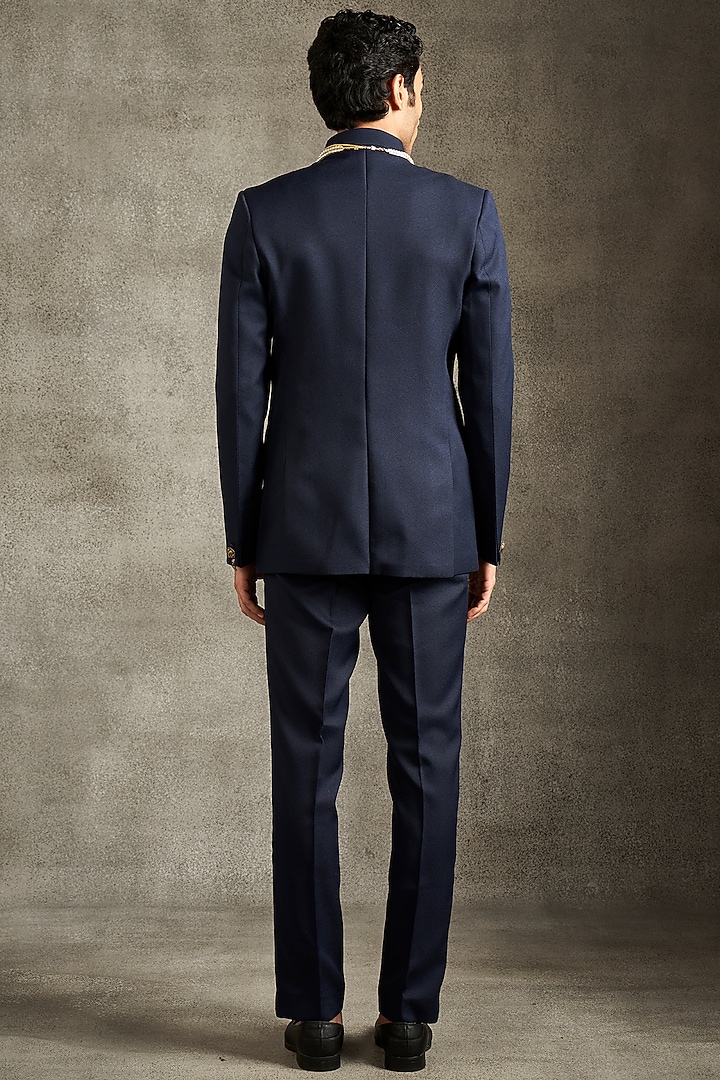 Black Blended Rayon Beadwork Jodhpuri Set by Twamev at Pernia's Pop Up Shop