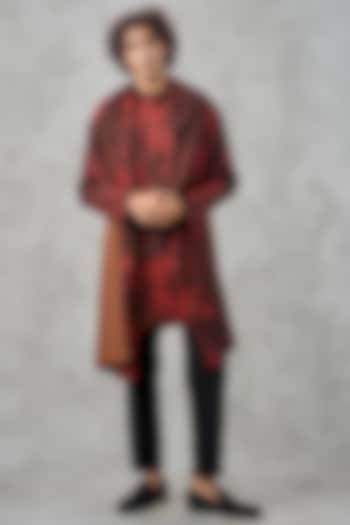 Rust Art Silk Printed Kurta Set by Twamev at Pernia's Pop Up Shop