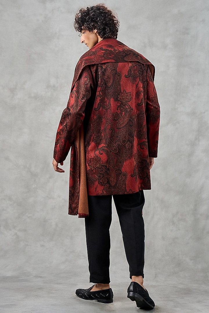 Rust Art Silk Printed Kurta Set by Twamev at Pernia's Pop Up Shop