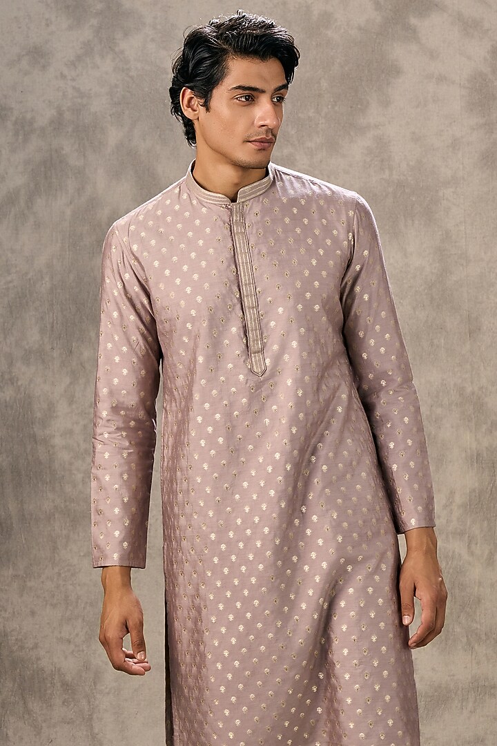 Lilac Blended Viscose Metallic Printed Kurta Set by Twamev at Pernia's Pop Up Shop