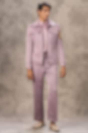 Purple Blended Rayon Printed & Stone Work Jacket Set by Twamev at Pernia's Pop Up Shop