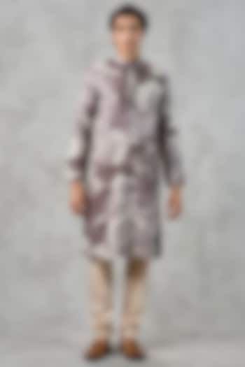 Dark Grey Art Silk Printed & Beadwork Kurta Set by Twamev at Pernia's Pop Up Shop