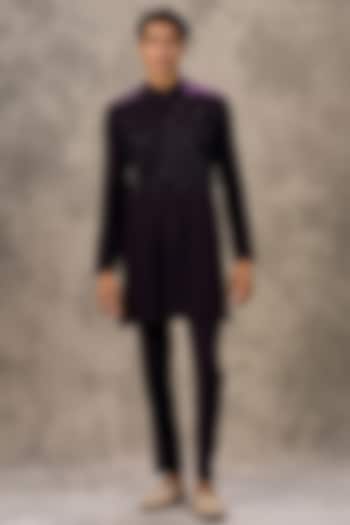 Wine Knit Fabric Beadwork Kurta Set by Twamev at Pernia's Pop Up Shop