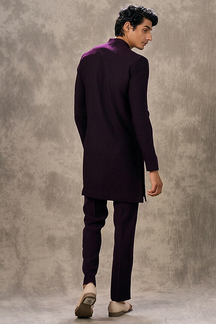 Wine Knit Fabric Beadwork Kurta Set by Twamev at Pernia's Pop Up Shop