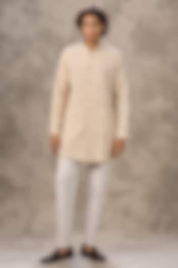 Beige Georgette Thread Embroidered Kurta Set by Twamev at Pernia's Pop Up Shop