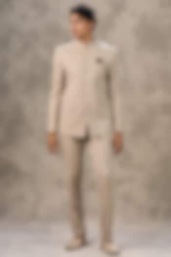 Brown Blended Rayon Jodhpuri Set by Twamev at Pernia's Pop Up Shop