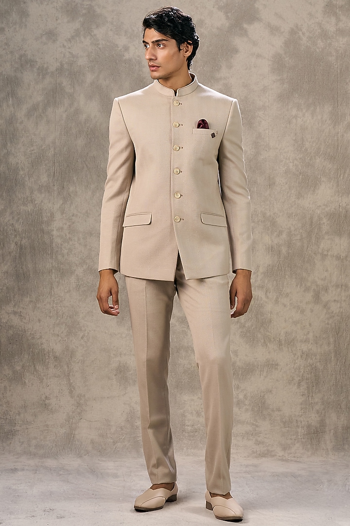 Brown Blended Rayon Jodhpuri Set by Twamev at Pernia's Pop Up Shop