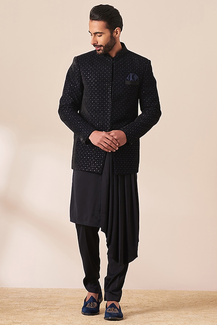 Navy Blue Indo Western Plus Size Set