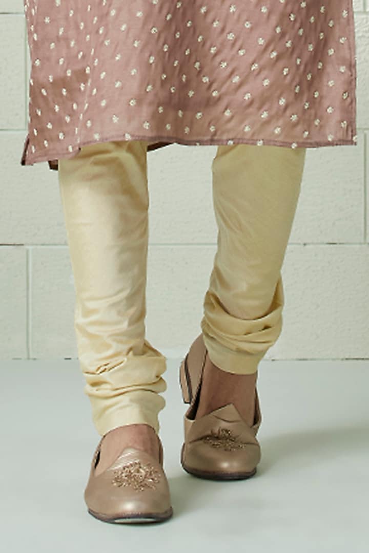 Mocha Brown Art Silk Embroidered Kurta Set by Twamev at Pernia's Pop Up Shop