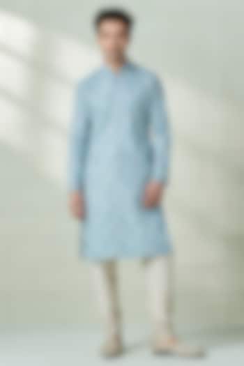 Tranquil Blue Georgette Kurta Set by Twamev at Pernia's Pop Up Shop