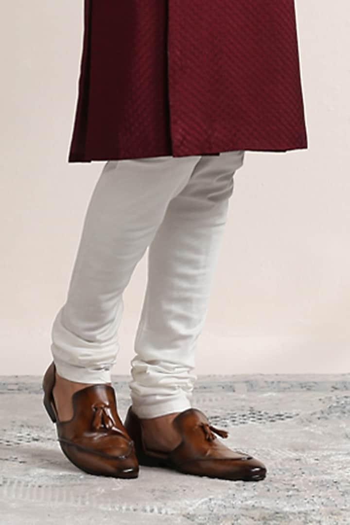 Wine-Red Art Silk Kurta Set by Twamev at Pernia's Pop Up Shop
