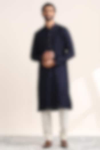 Blue Georgette Embroidered Kurta Set by Twamev at Pernia's Pop Up Shop