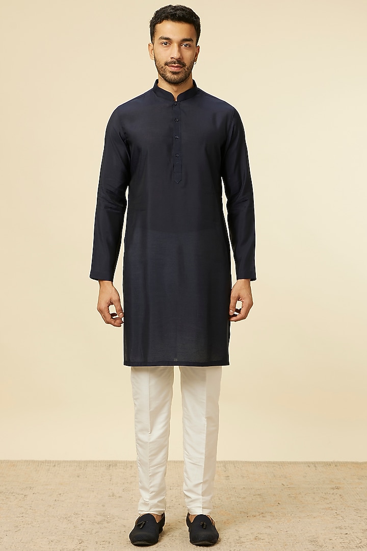 Blue Blended Viscose Embroidered Indowestern Jacket Set by Twamev at Pernia's Pop Up Shop