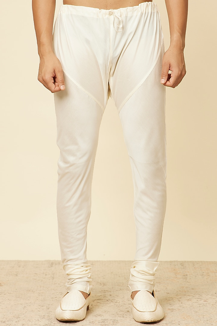 Warm White Art Silk Sequins Embroidered Indowestern Set by Twamev at Pernia's Pop Up Shop