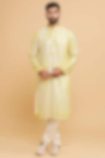 Yellow Georgette Sequins Embroidered Kurta Set by Twamev at Pernia's Pop Up Shop