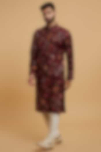 Wine Blended Viscose Printed & Stone Work Kurta Set by Twamev at Pernia's Pop Up Shop