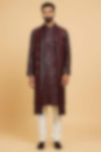 Wine Blended Viscose Sequins Work Kurta Set by Twamev at Pernia's Pop Up Shop