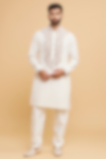 Cream Cotton Chikankari Kurta Set by Twamev at Pernia's Pop Up Shop