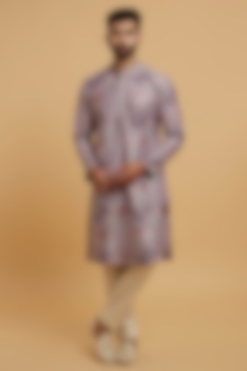 Lilac Art Silk Embroidered Kurta Set by Twamev