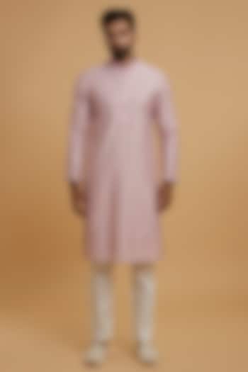 Pink Blended Viscose Sequins Embroidered Kurta Set by Twamev