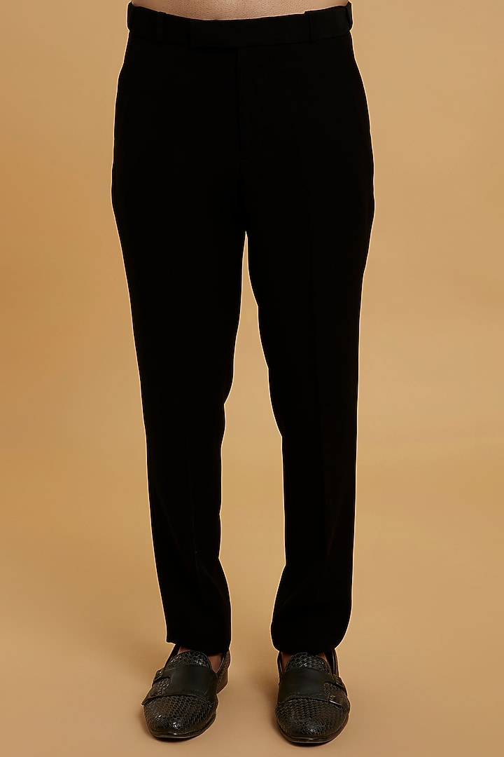 Black Blended Rayon Mirror Work Wedding Indowestern Set by Twamev at Pernia's Pop Up Shop