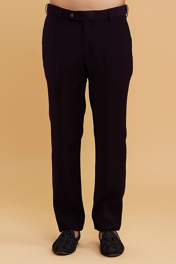 Purple Blended Rayon Hand Embroidered Jodhpuri Set by Twamev at Pernia's Pop Up Shop