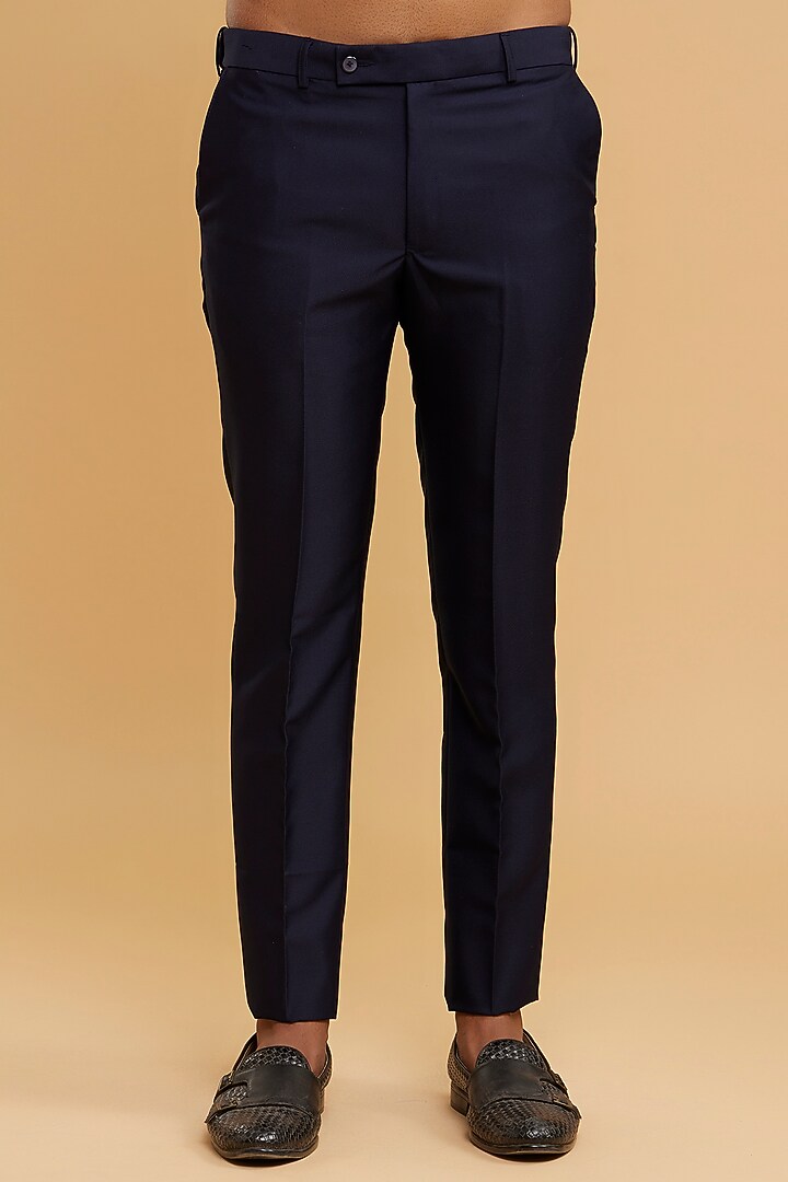 Dark Blue Brocade Jodhpuri Set by Twamev at Pernia's Pop Up Shop