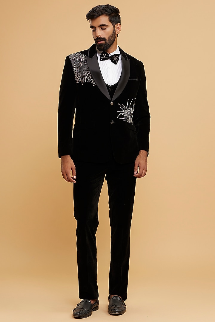 Black Velvet Blazer Set by Twamev