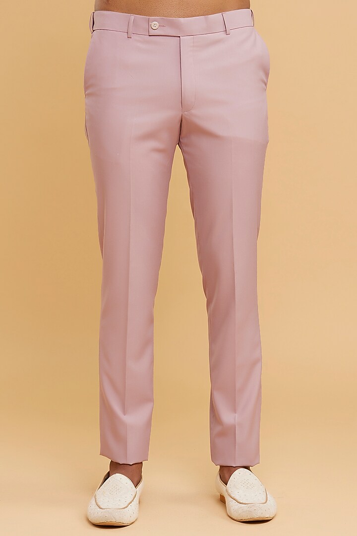Pink Blended Linen Embroidered Jodhpuri Set by Twamev at Pernia's Pop Up Shop