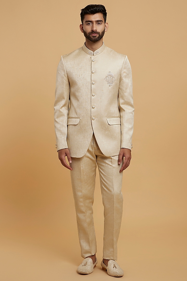 Fawn Brocade Jodhpuri Set by Twamev