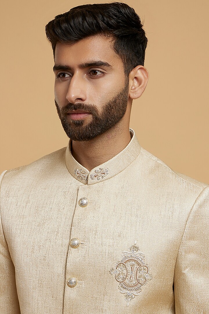 Fawn Brocade Jodhpuri Set by Twamev at Pernia's Pop Up Shop