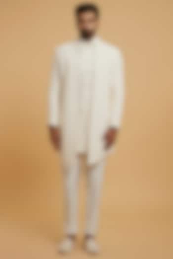 Cream Georgette Sequins Embroidered Wedding Indowestern Set by Twamev at Pernia's Pop Up Shop