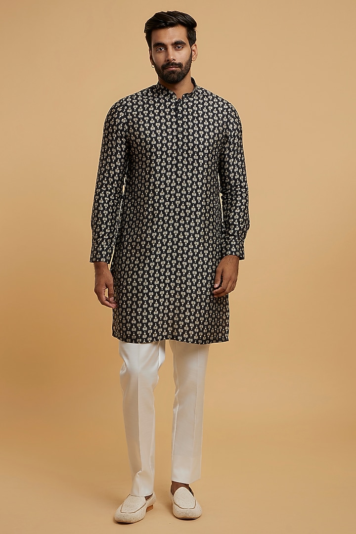 Black Art Silk Sequins Embroidered Bundi Jacket Set by Twamev at Pernia's Pop Up Shop