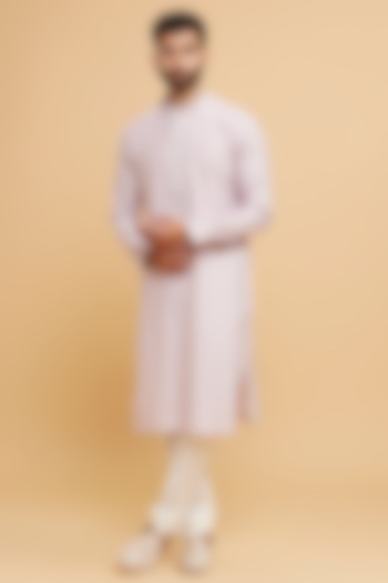 Purple Art Silk Hand Embroidered Kurta Set by Twamev at Pernia's Pop Up Shop