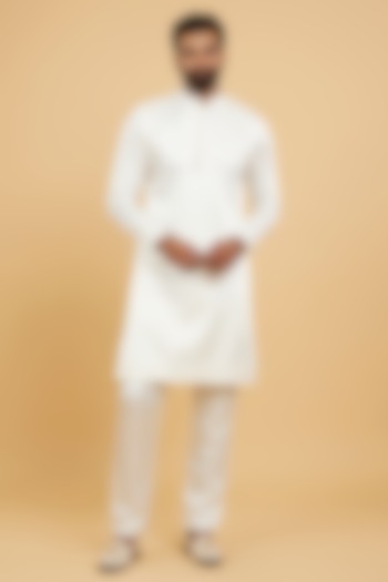 White Blended Rayon Kurta Set by Twamev at Pernia's Pop Up Shop