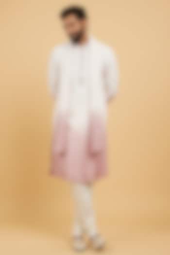 Dusty Pink Art Silk Thread Embroidered Kurta Set by Twamev