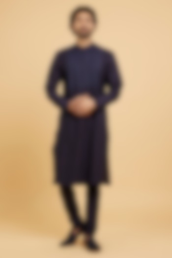 Blue Blended Viscose Kurta Set by Twamev at Pernia's Pop Up Shop